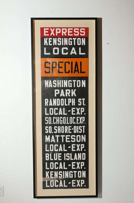 Vintage Chicago Rail Destination Sign