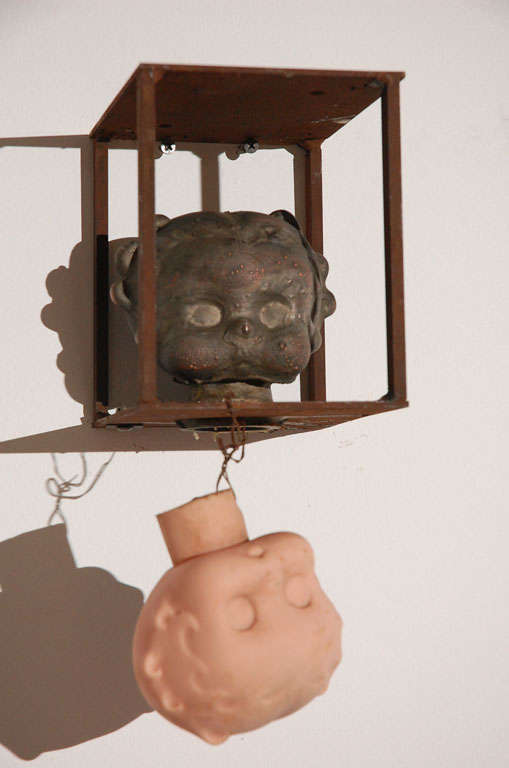 Bronx toy factory industrial doll head mold for manufacturing Betty Boop dolls, with attached latex head. Wonderful patinated surface from exposure to various chemicals and high heat in the manufacturing process.<br />
<br />
Betty Boop made her