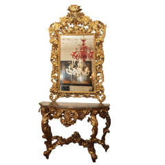 A Very  Fine Antique  Console And Mirror set