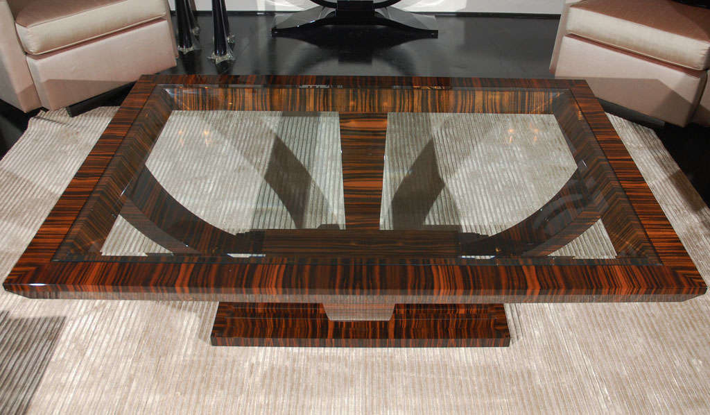 German Macassar and Glass Coffee Table For Sale