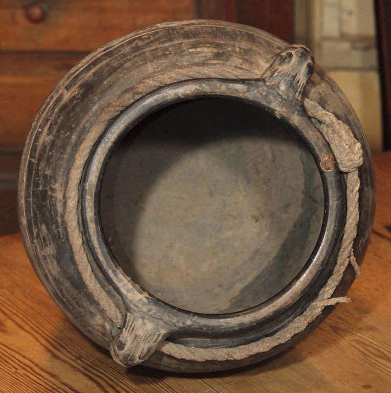 Chinese Matte Charcoal Black Pottery Storage Jar