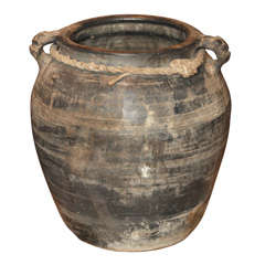 Chinese Matte Charcoal Black Pottery Storage Jar