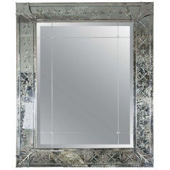 Antiqued and Etched Mirror on Gilded Frame