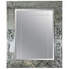 Antiqued and Etched Mirror on Gilded Frame 4