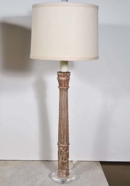 18th Century Silver Gilt Columns as Lamps
