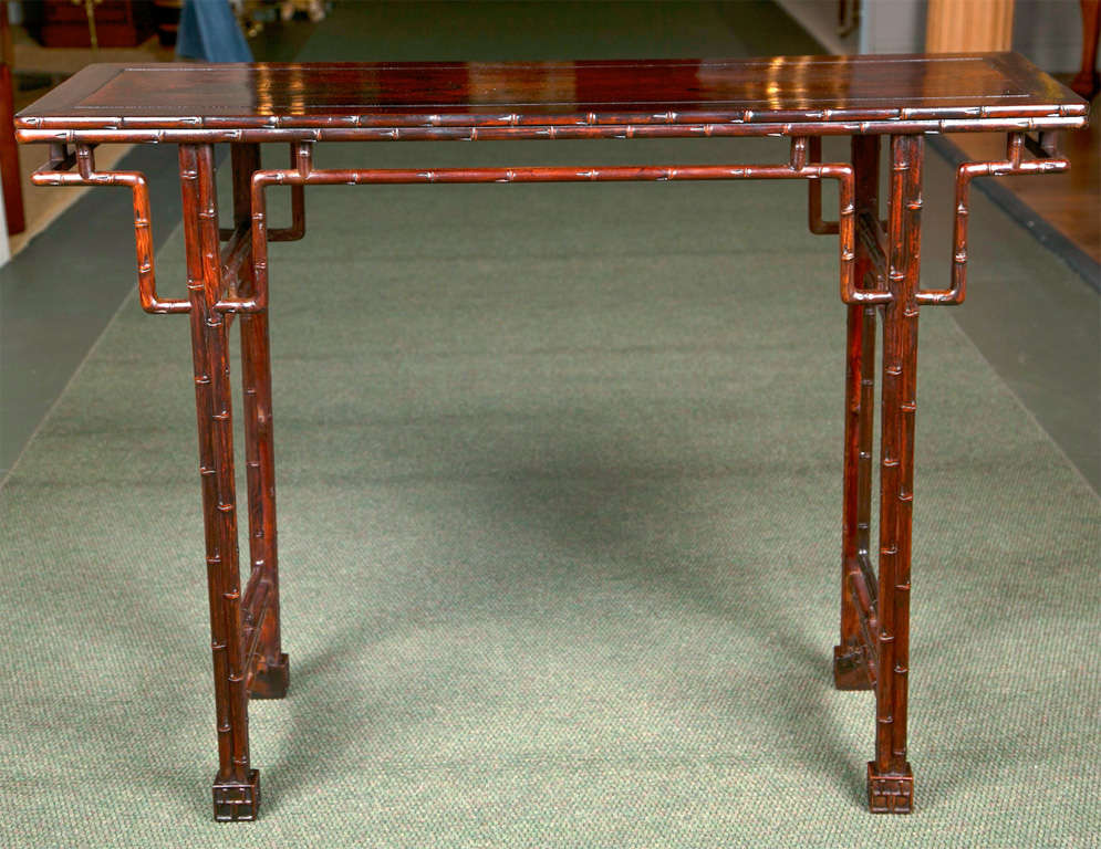 A Chinese faux bamboo altar table.
