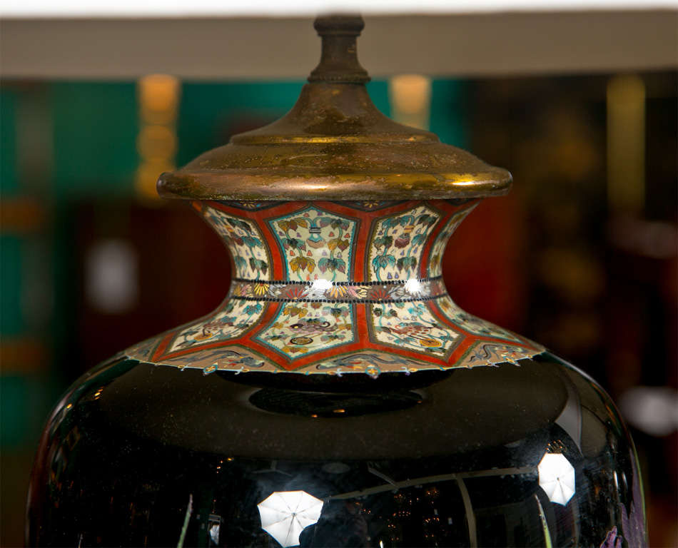 19th Century Pair of Japanese Cloisonne Lamps