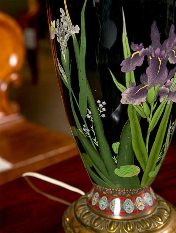 Ceramic Pair of Japanese Cloisonne Lamps