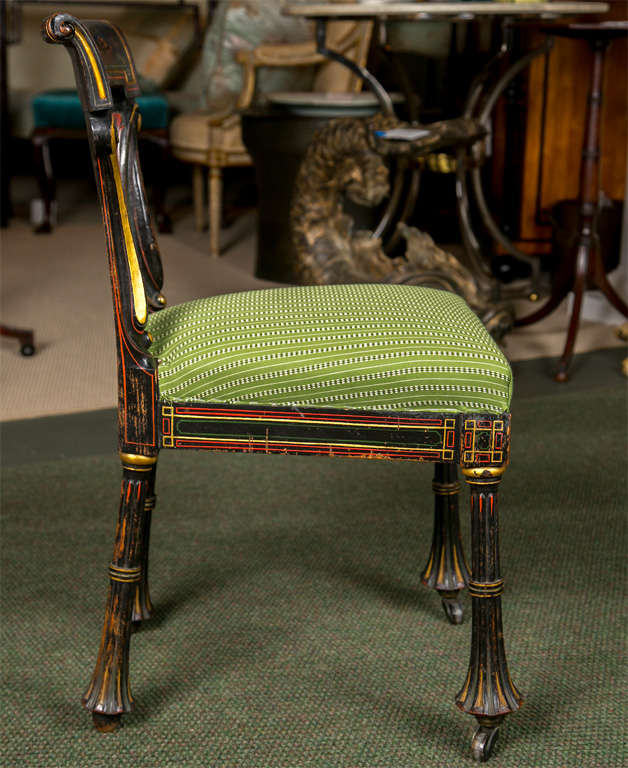 Painted Pair of Egyptian Revival Chairs