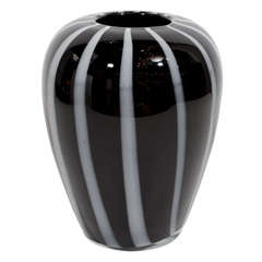 Vintage Striped Murano Glass vase by Venini