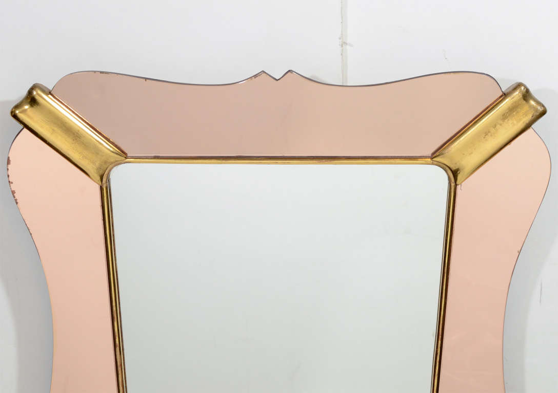 Directoire Mirror with Copper Mirrored Borders and Gilt Accents
