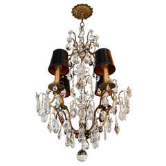 Vintage Gilt French Empire Cage Chandelier