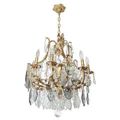 Outstanding Baroque Style Chandelier w/Smoked Crystal Pendants