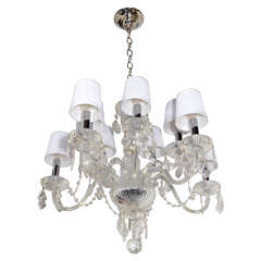 1940
s Hollywood Crystal Chandelier with Scrolled Arm Design 1940
s Hollywood Crystal Chandelier with Scrolled Arm Design