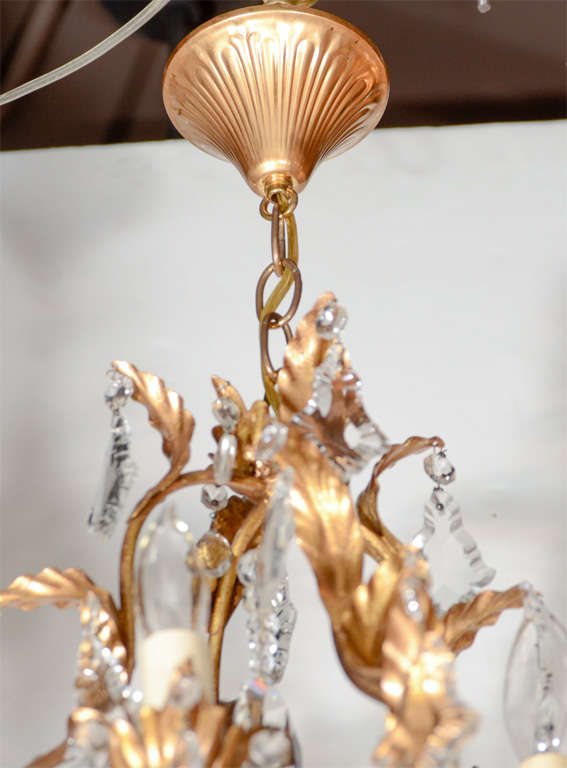 Elegant 1940's Hollywood Gilded Chandelier In Excellent Condition In New York, NY