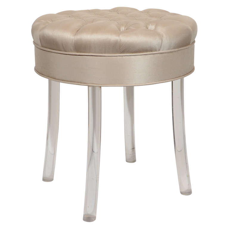 1940s Hollywood Tufted Swivel Vanity Stool