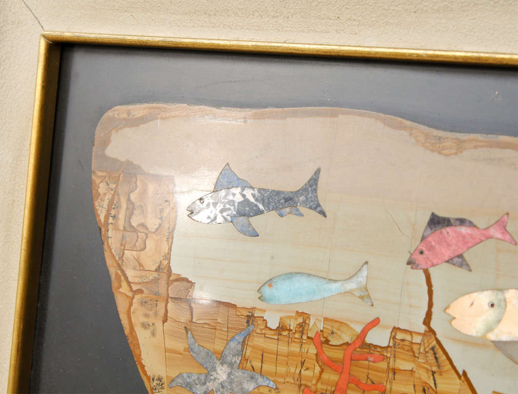 Mid-20th Century Signed Leopoldo Menegatti Framed Pietra Dura