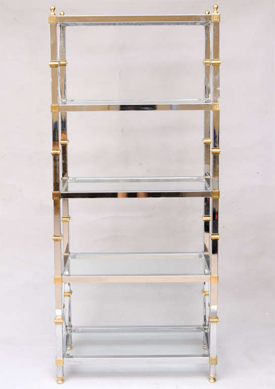 Pair of Chrome & Brass Etageres