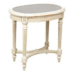 Oval Louis XVI form Accent Table with Distressed Mirrored Top