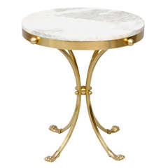 Brass and Marble Accent Table