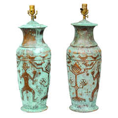Pair of Mid-century Copper Vase Lamps