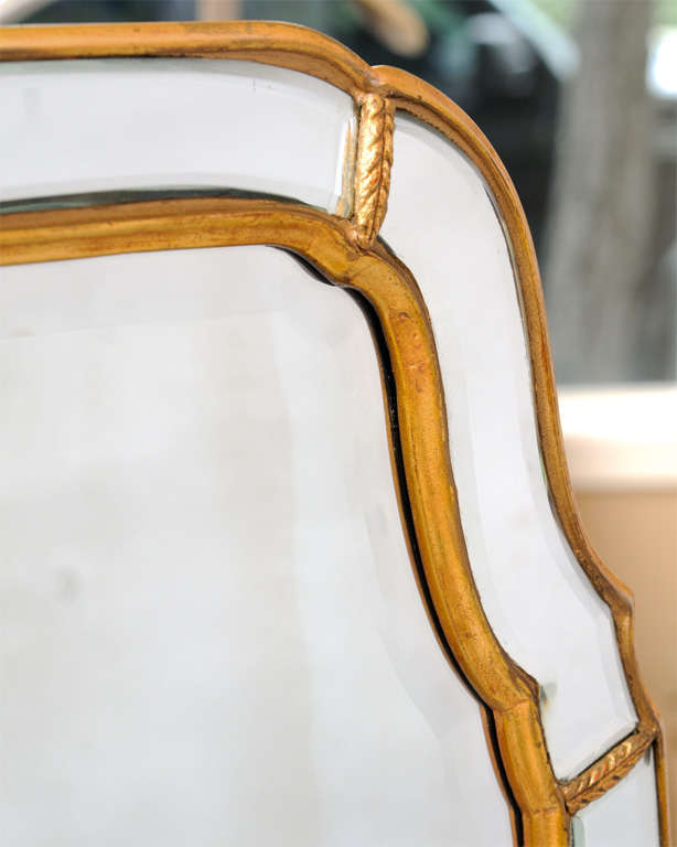 Mid-20th Century Pair of Mirrors with Etched Star Pediment