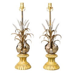 Pair of Silvergilt Acanthus and Wheat Lamps