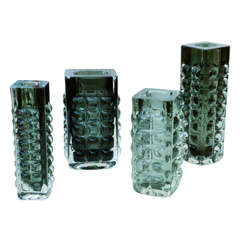 Group of Four West German Block Glass Vases