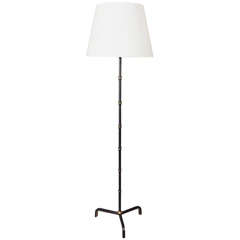 Leather Floor Lamp By Jacques Adnet, French 1940s
