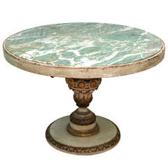 Painted Italian center table with green marble top