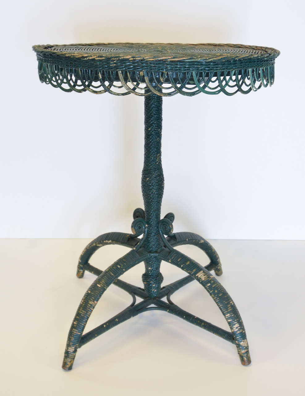 Rare American Wicker Table

Original paint, very good condition.  Typical wear and tear for the age of the piece.  21 inches in diameter and 26 inches high.

c 1890-1900

Heywood Wakefield

Please visit our website for more