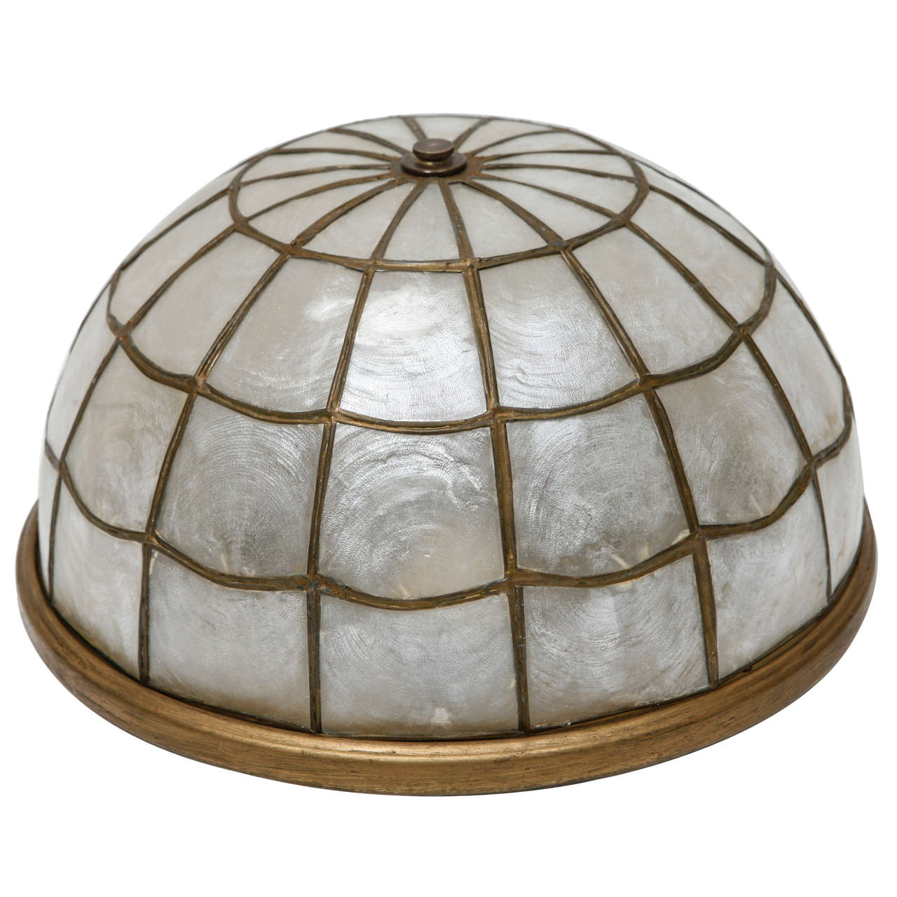 Vintage 60's MidCentury Modern Capiz Shell Dome Light For Sale at 1stDibs
