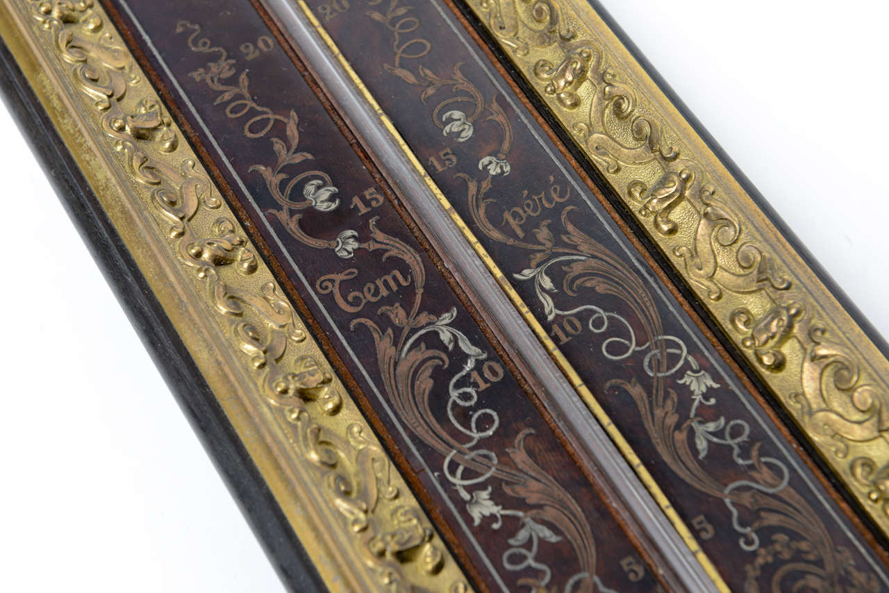 French Napoleon III Gilt Bronze & Boulle Barometer & Thermometer Gervais Durand For Sale