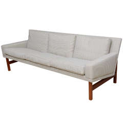 Fine Houndstooth Danish Wegner Style Three Seat Sofa