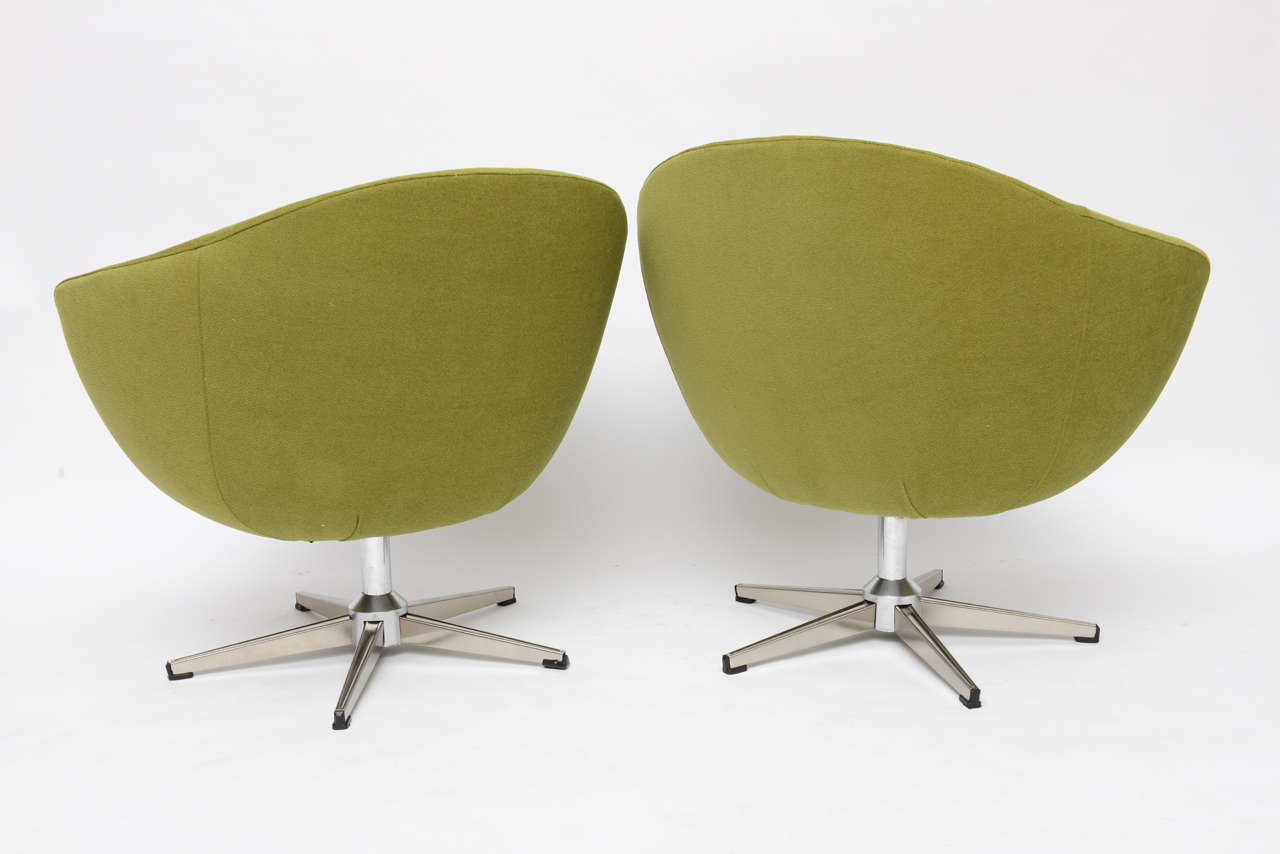 Scandinavian Modern Classic Swedish Overman Swivel Egg Chairs