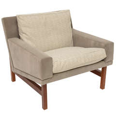 Danish Wegner Style Lounge Chair in Velour & Houndstooth