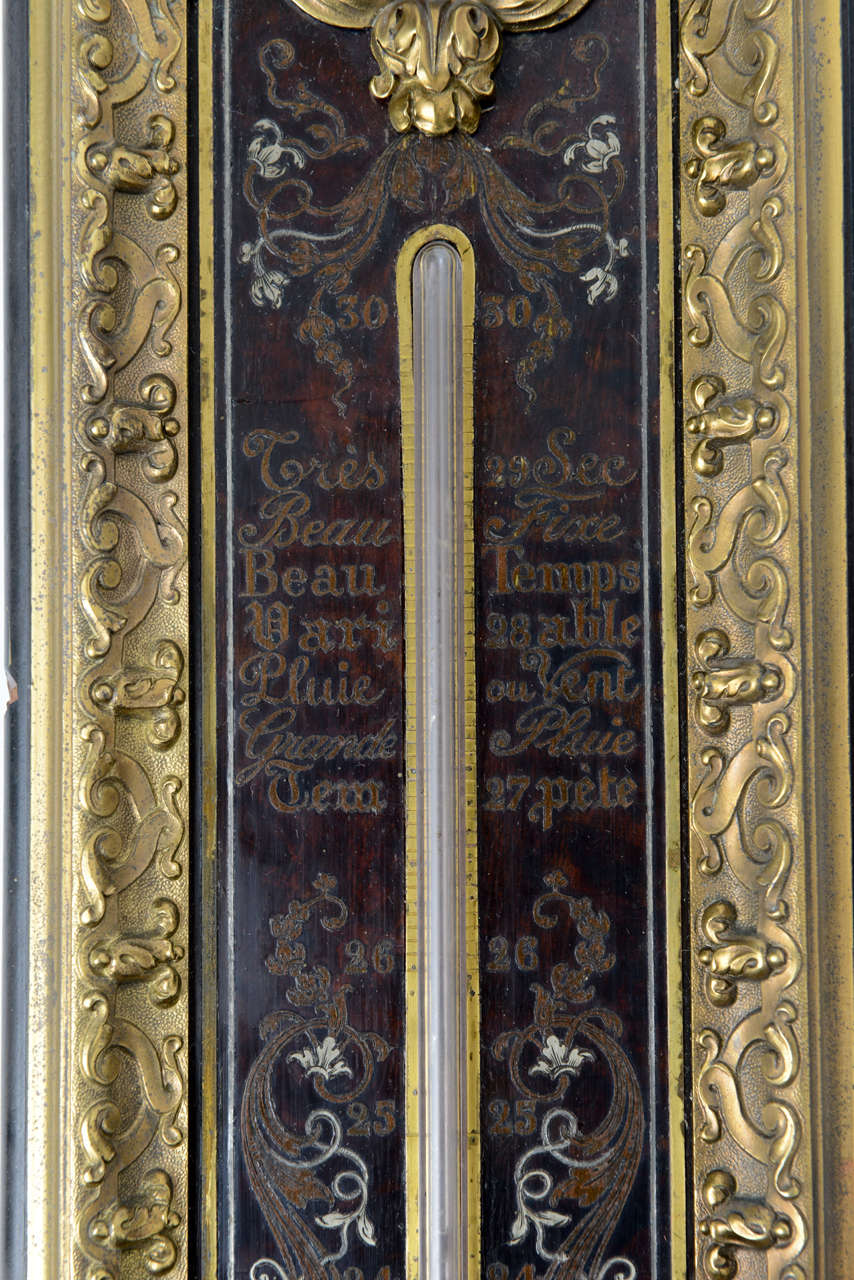 Napoleon III Gilt Bronze and Boulle Barometer and Thermometer Gervais