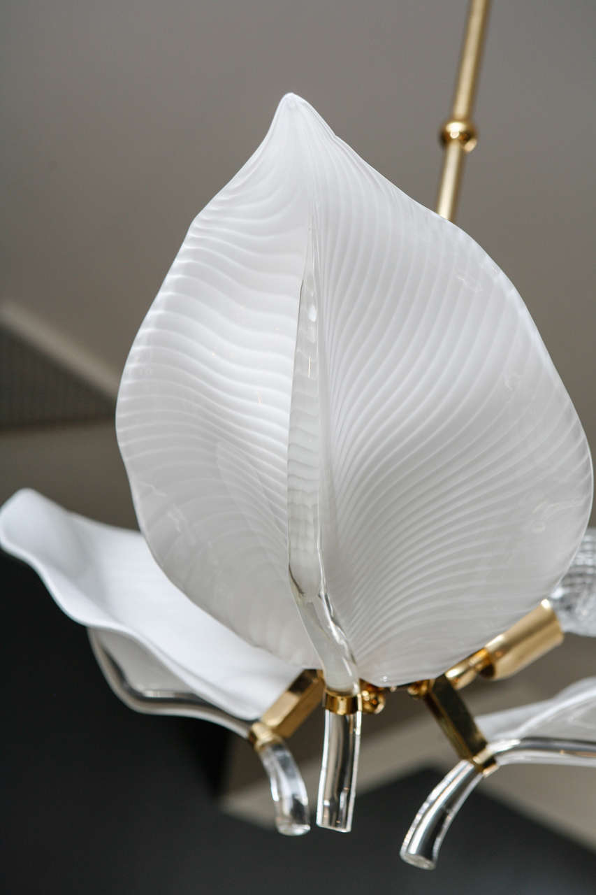 Mid-Century Modern Seguso Murano Glass Leaf Chandelier