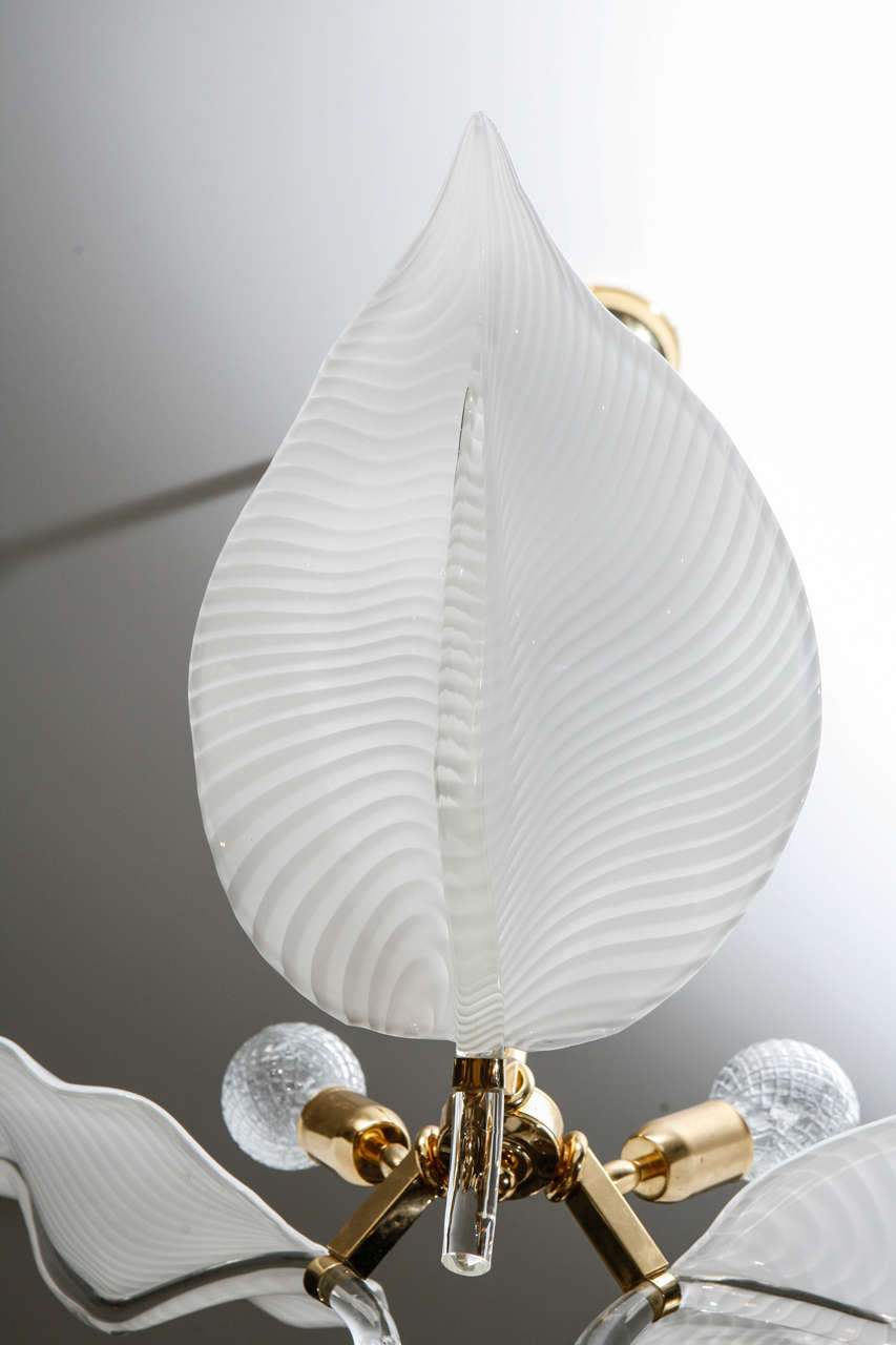Mid-20th Century Seguso Murano Glass Leaf Chandelier
