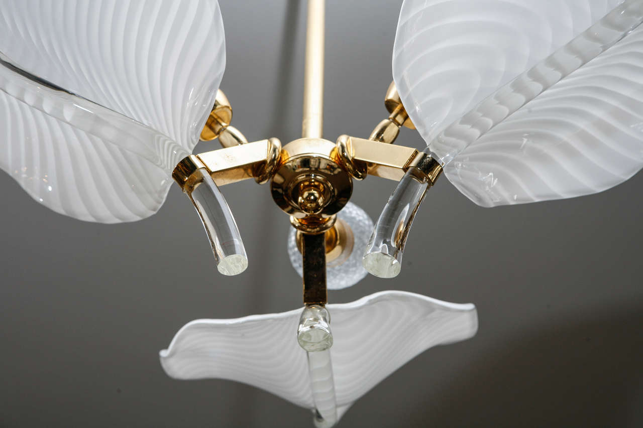 Blown Glass Seguso Murano Glass Leaf Chandelier