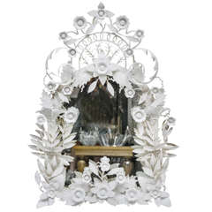 Italian Rococo Style White Plaster Mirror