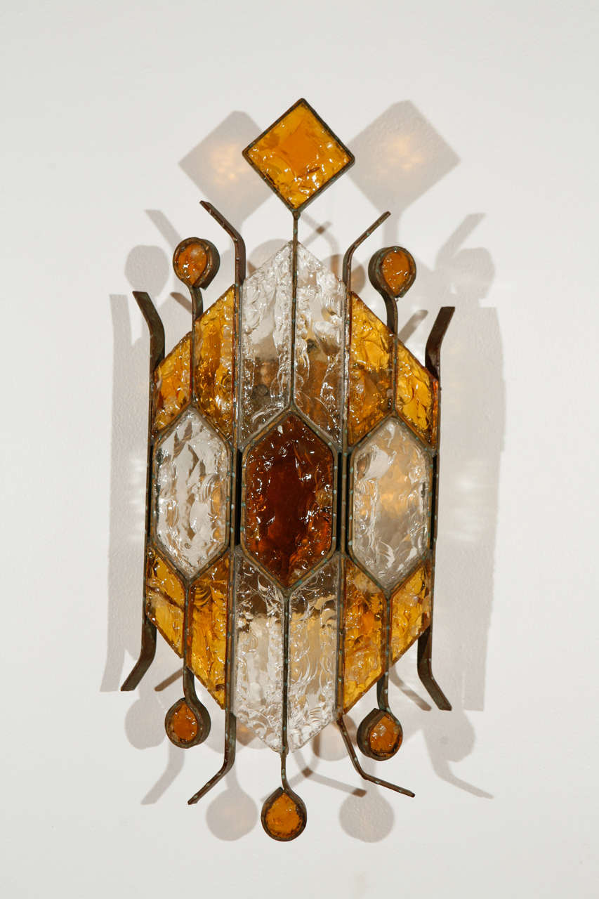 Pair of glass sconces in the style of Poliarte.