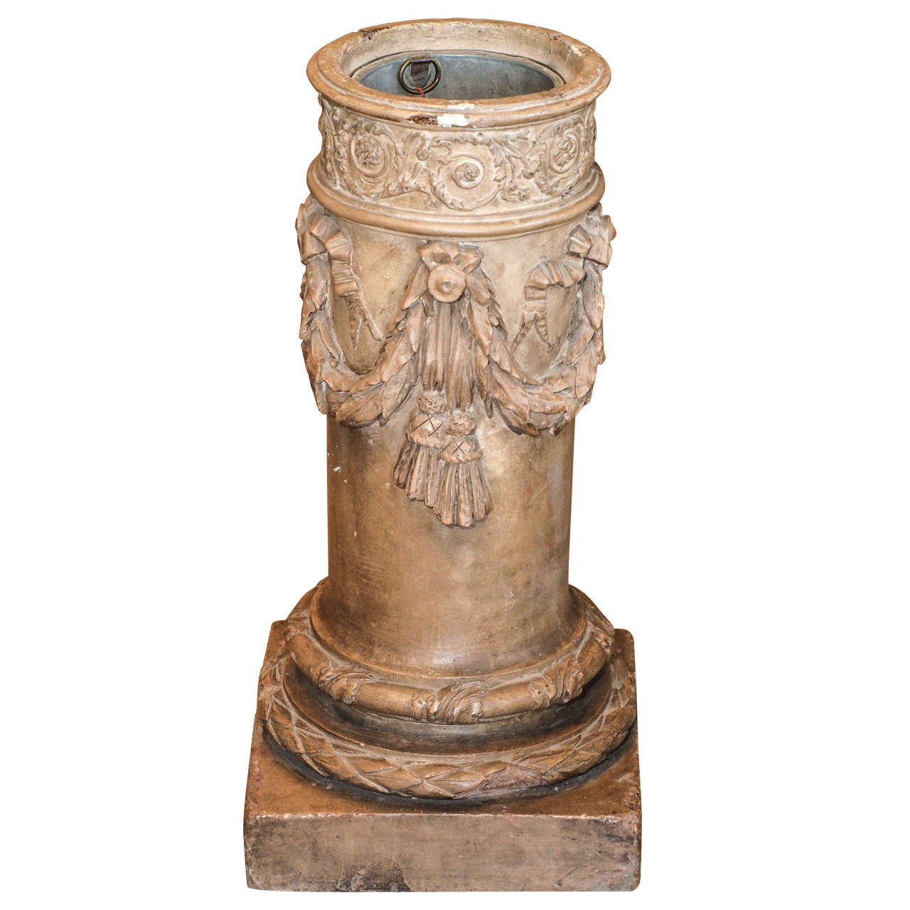 Painted Terra Cotta column pedestal For Sale