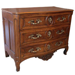 Louis XV Carved Walnut Serpentine Commode
