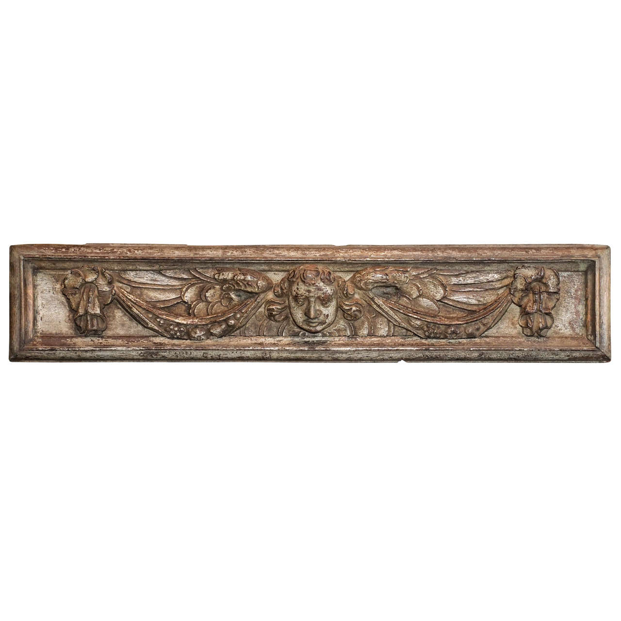 French Carved Wood Plaque For Sale