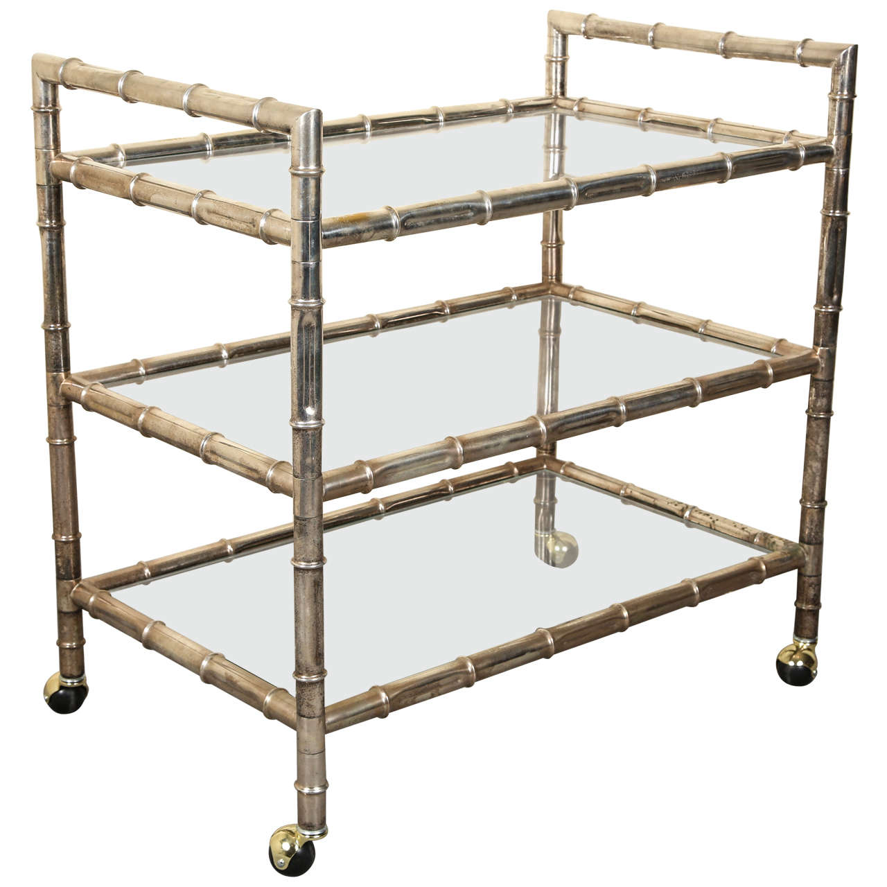 Bamboo Style Metal Bar Cart