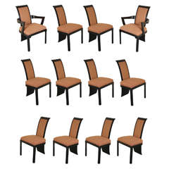 Fabulous set of 12 Tail Coat Dining Chairs by James Mont