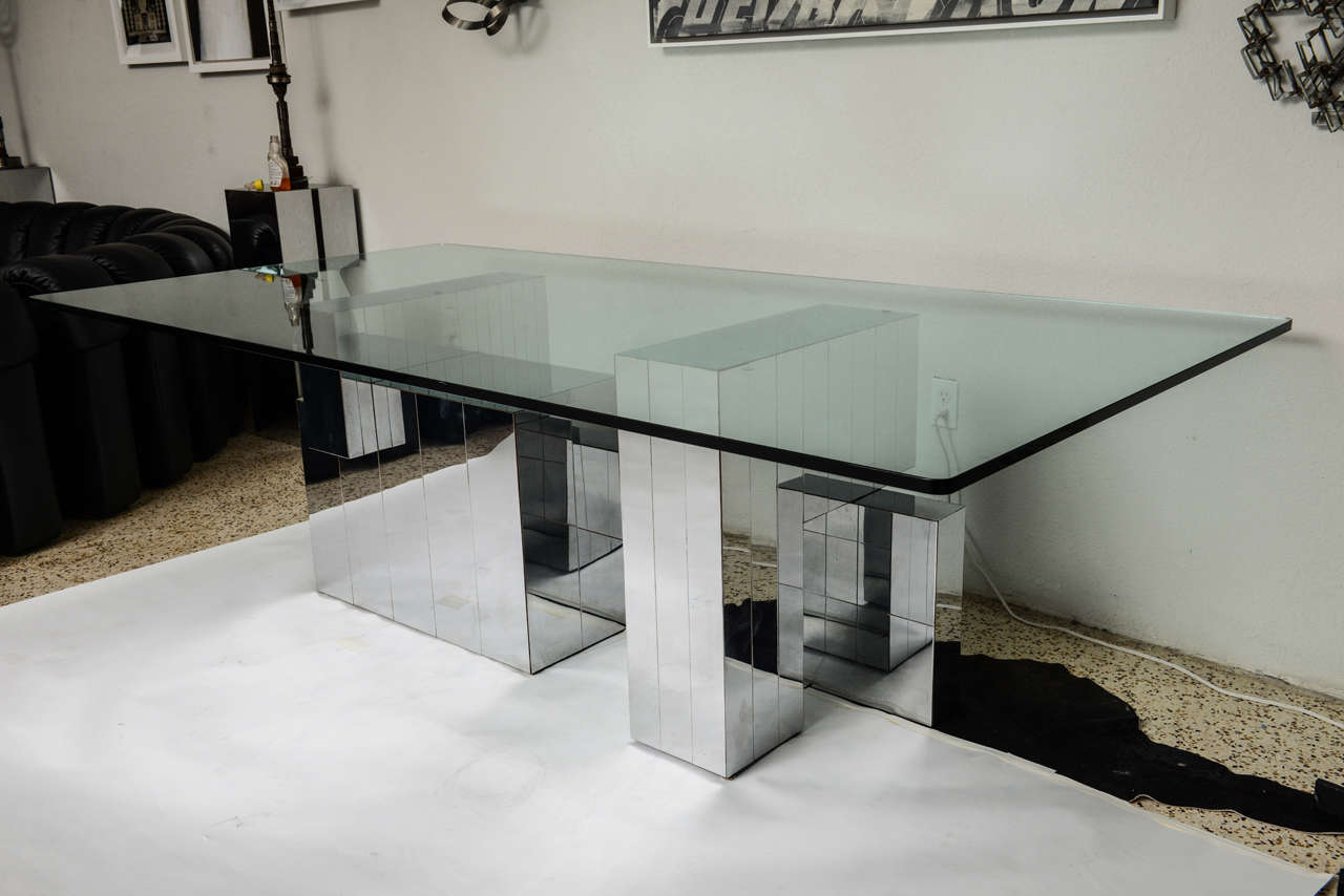 Chrome and glass dining table from Paul Evans' 