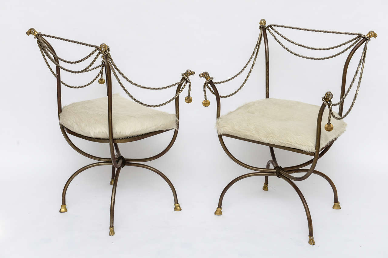 Pair of Steel and Brass Campaign Chairs 2