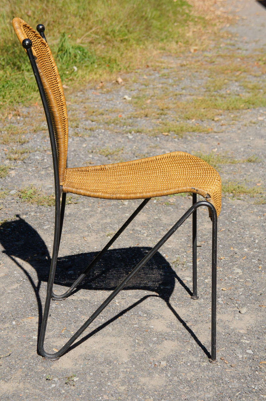 American Frederick Weinberg Iron and Rattan Chair Set For Sale